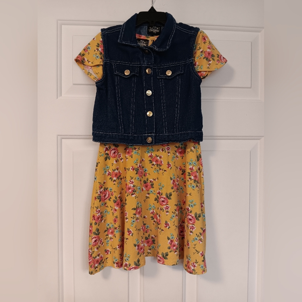 My Destiny floral dress denim bkue jean jacket 2pc set 6x